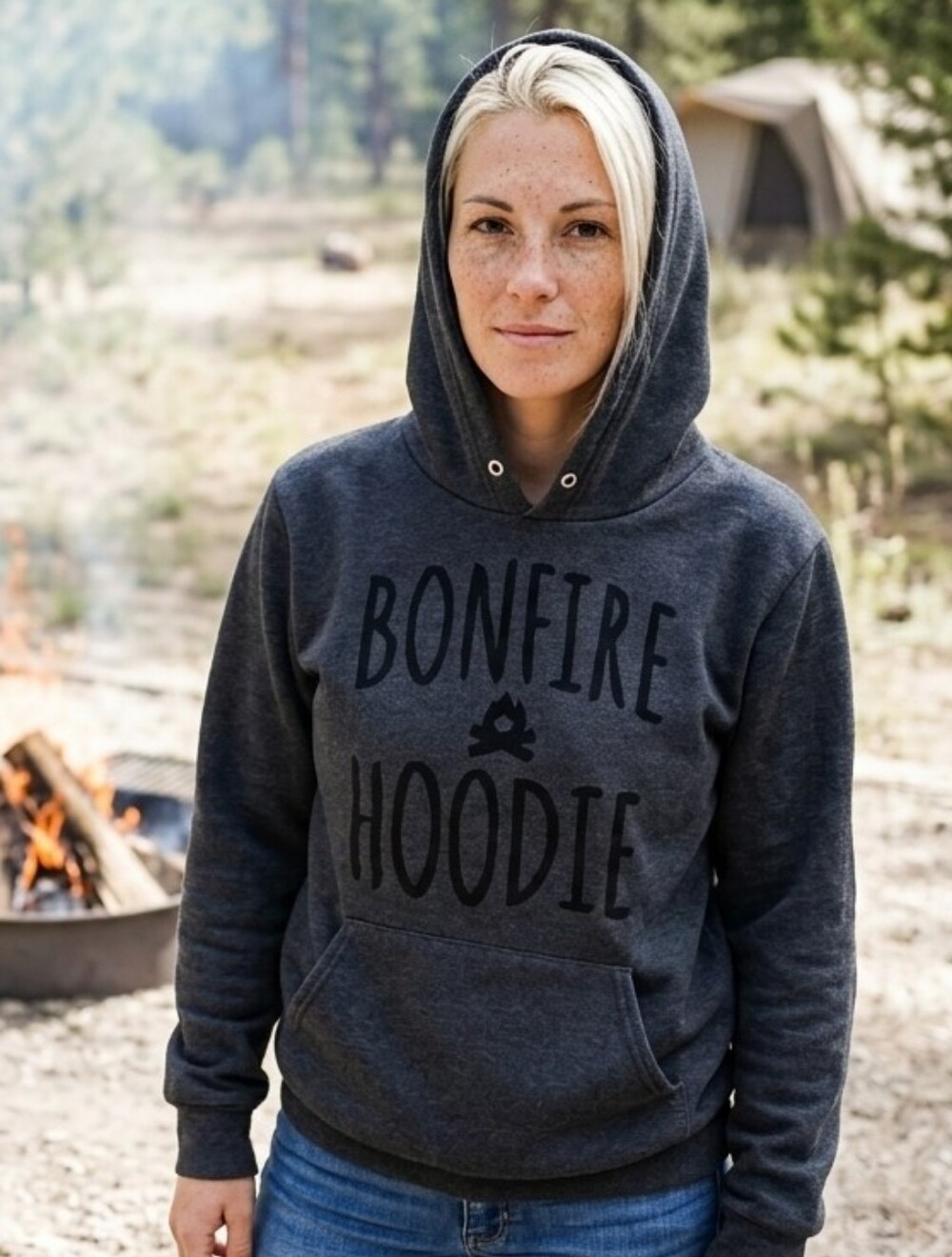 American Apparel🔥Charcoal Gray "Bonfire Hoodie" Sweatshirt with Hood Sz M